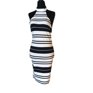 𝅺navy and white striped fitted dress.  Women’s size M, Tobi.